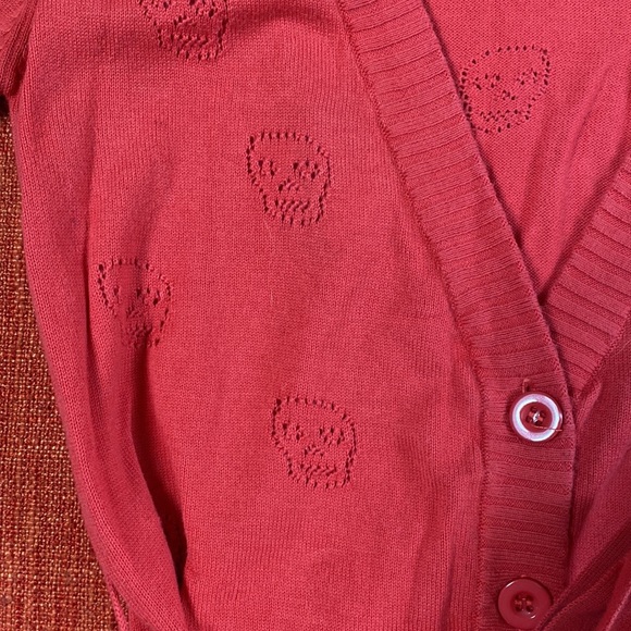 Y2K Watermelon Hot Pink Skull Knit Cardigan Sweater - Picture 8 of 11